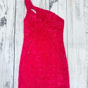 Hot pink sequin homecoming dress